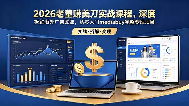2026老董赚美刀实战课程，深度拆解海外广告联盟，从零入门mediabuy完整变现项目 - 项目资源网