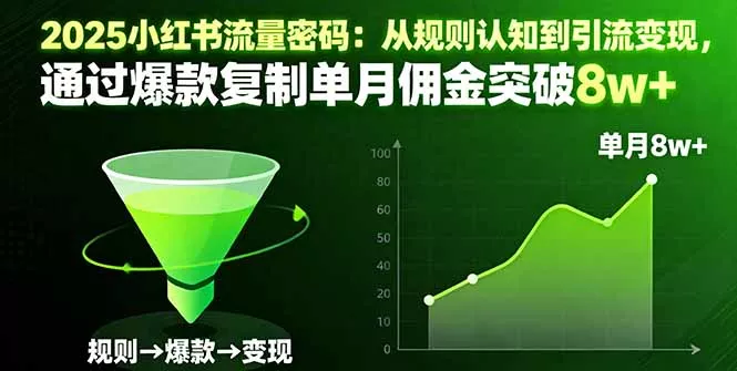 2025小红书流量密码：从规则认知到引流变现，通过爆款复制单月佣金突破8w+ - 项目资源网