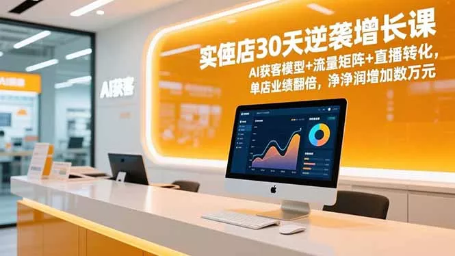 实体店30天逆袭增长课，AI获客模型+流量矩阵+直播转化，单店业绩翻倍，净利润增加数万元 - 项目资源网