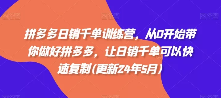 拼多多日销千单训练营，从0开始带你做好拼多多，让日销千单可以快速复制(更新25年10月) - 项目资源网