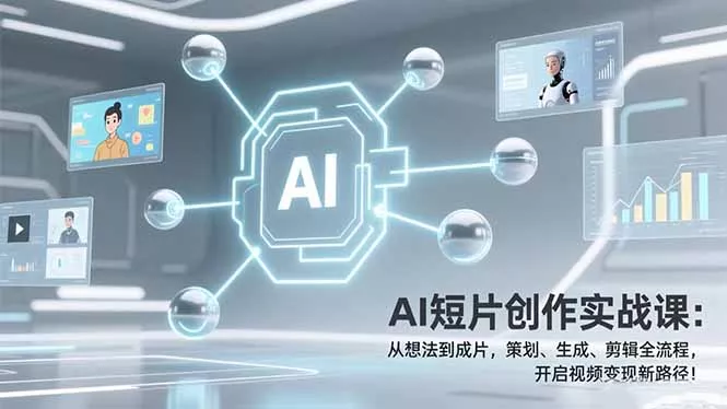 AI短片创作实战课：从想法到成片，策划、生成、剪辑全流程，开启视频变现新路径！ - 项目资源网