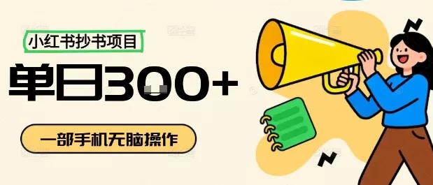 小红书抄书项目，无脑操作，一天3张 - 项目资源网