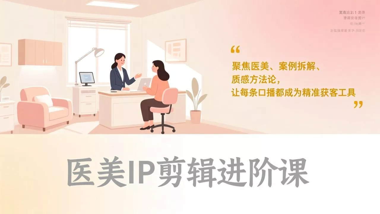 医美IP剪辑进阶课，聚焦医美、案例拆解、质感方法论，让每条口播都成为精准获客工具 - 项目资源网
