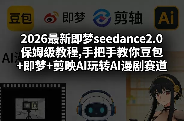 2026最新即梦seedance2.0保姆级教程,手把手教你豆包+即梦+剪映AI玩转AI漫剧赛道 - 项目资源网