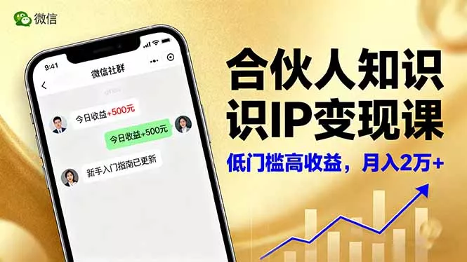 合伙人知识IP变现课，微信生态,内容创作与爆款打造,全网引流，新手月入2w+ - 项目资源网