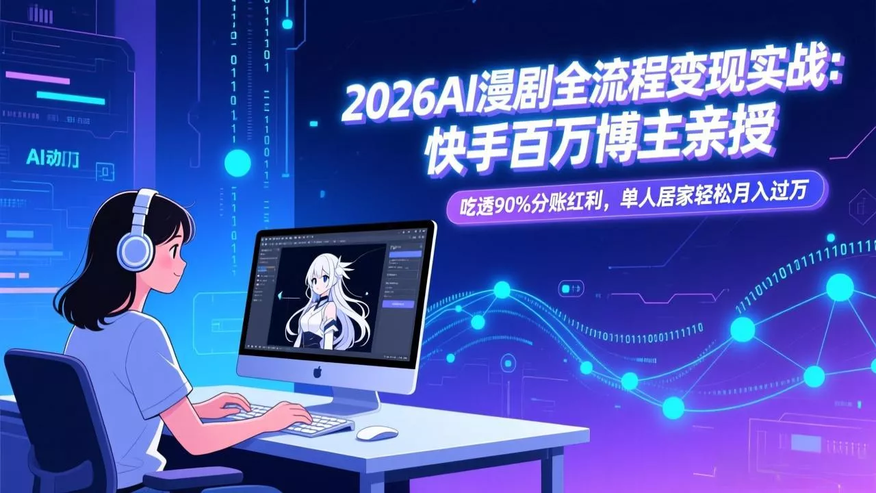 2026AI漫剧全流程变现实战：快手百万博主亲授，吃透90%分账红利，单人居家轻松月入过万 - 项目资源网