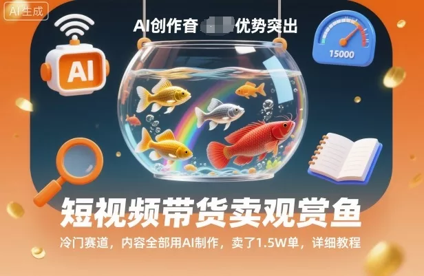 短视频带货卖观赏鱼，冷门赛道，内容全部用AI制作，卖了1.5W单，详细教程 - 项目资源网