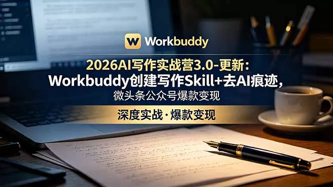 2026AI写作实战营3.0-更新：Workbuddy创建写作Skill+去AI痕迹，微头条公众号爆款变现 - 项目资源网